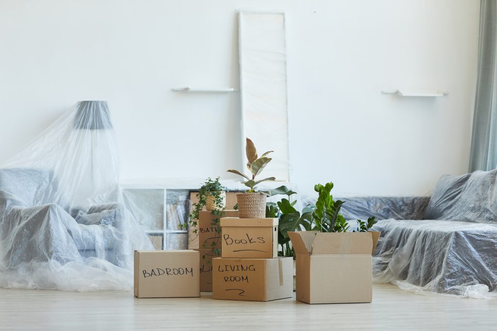 boxes with things in apartment